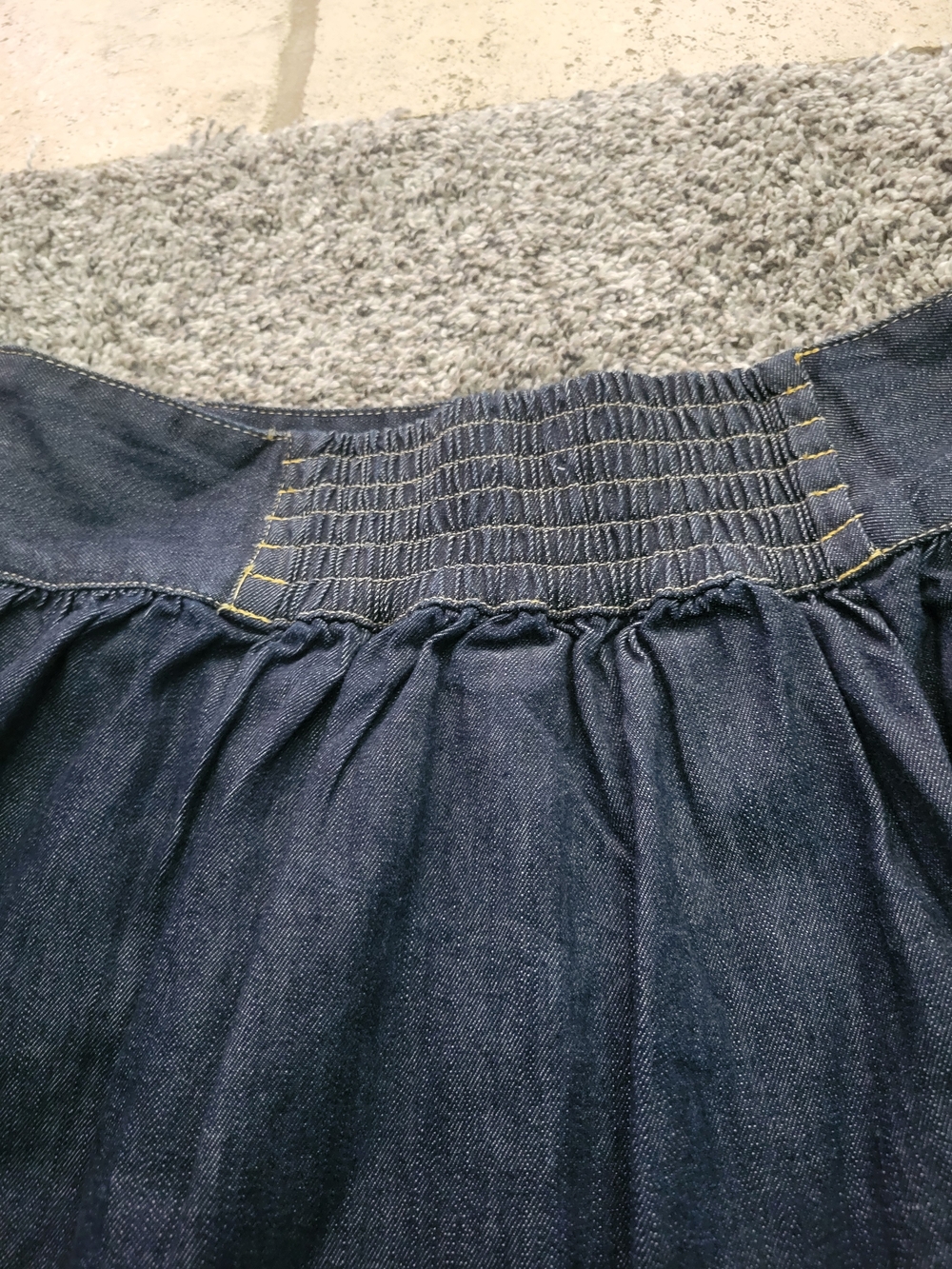 High-Waist Dark Denim Button-Front Skirt - Navy - Picture 2 of 15